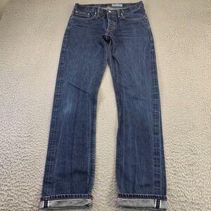 Gustin Jeans Mens 34x35 Blue Selvedge‎ Denim Slim Button Fly 5-Pocket USA Made